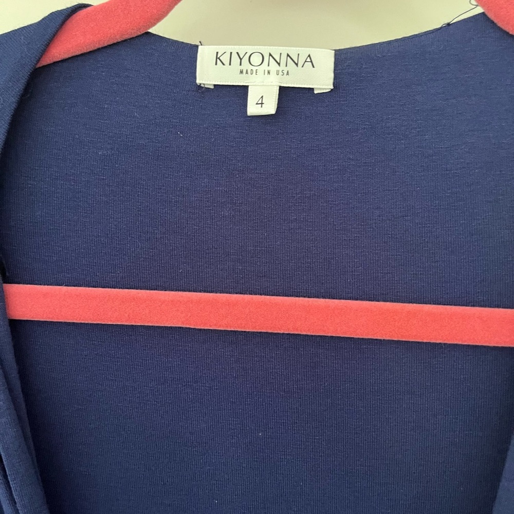 kiyonna blue wrap dress with design on front size 4x